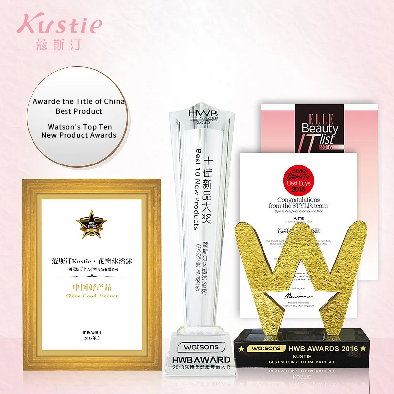 Kustie Женский гель для душа Цветочный Фруктовый аромат клубника Джем 720 мл + Роза