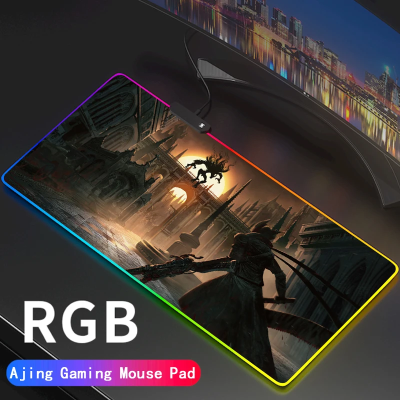 

Bloodborne Gaming Computer Mousepad RGB Large Mouse Pad Gamer Mouse Carpet Big Led Mause Pad PC Desk Play Mat with Backlit