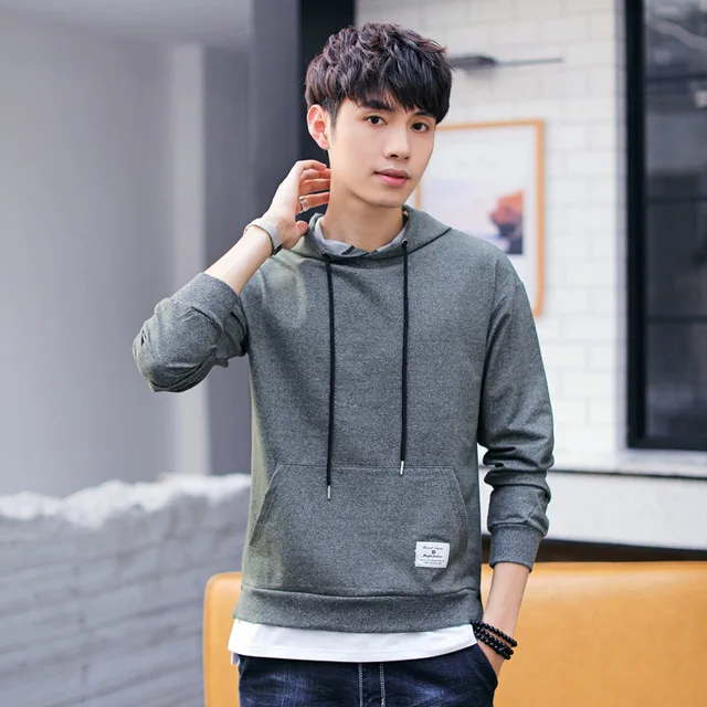 

Rlyaeiz Top Quality 2019 Autumn Casual Fake 2 Pieces Hoodie Men Hoody Coat Loose Hoodies Warm Mens Hooded Pullover Sweatshirts