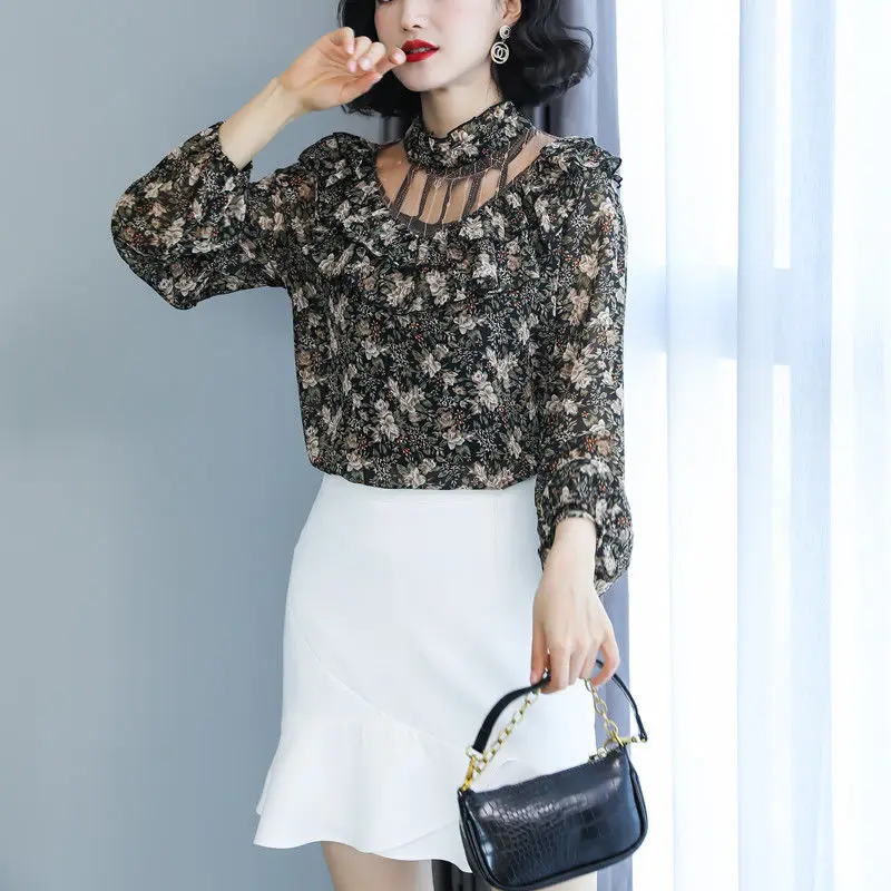 

Blouse Women Women's Chiffon Shirt Long Short Sleeve Spring Summer Top Loose Women's Blusas Mujer De Moda