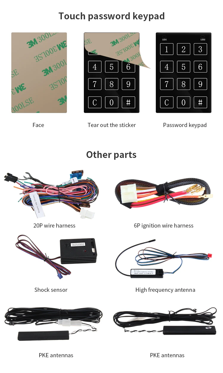 Easyguard компания Smart key keyless go car аварийная система удаленного запуска двигателя Кнопка запуска touch ввода пароля DC12V вибрац