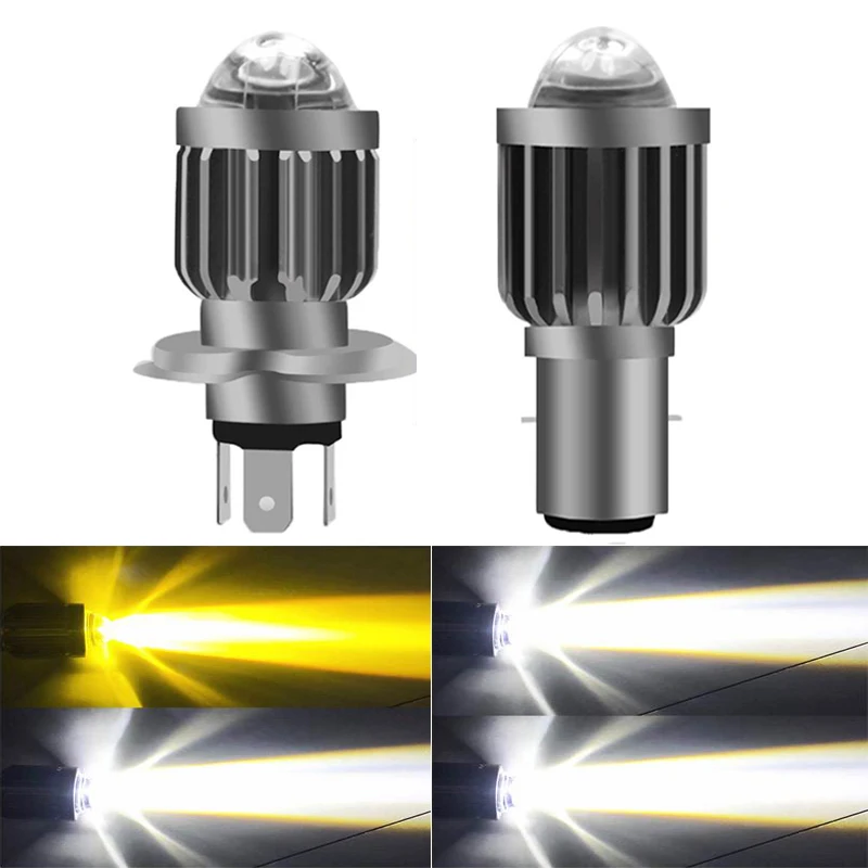 

1Pcs Motorcycle Headlight Led Bulb 12-80V Electric Car Light Lens White Yellow Lamp Scooter Accessory Fog Lights Motorbike Lamp