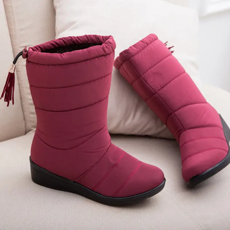Зимние ботинки женские ботильоны для снежной погоды пуховые с кисточками