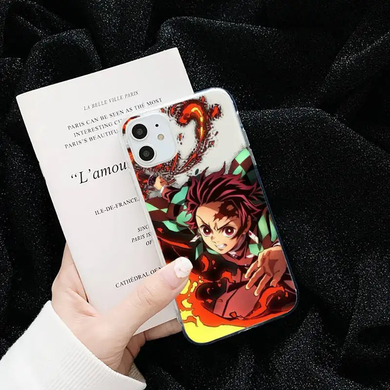 

Kimetsu No Yaiba Demon Slayer Anime Phone Case Transparent for iPhone 6 7 8 11 12 s mini pro X XS XR MAX Plus cover funda shell