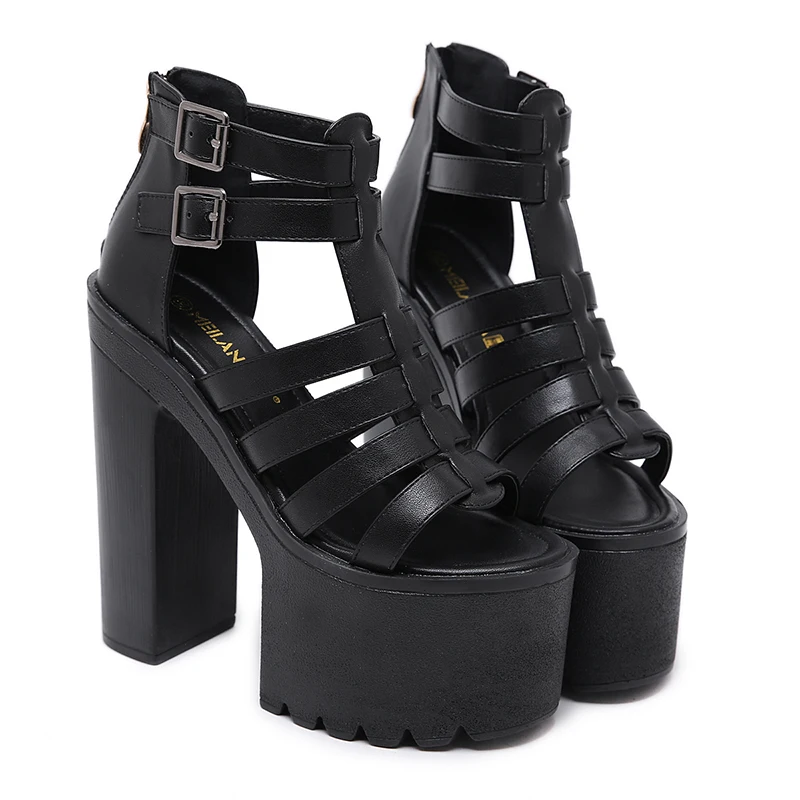 High-heeled women sandals 2019 new waterproof platform fish mouth wild 14 cm sexy nightclub thick with models catwalk high heels | Обувь