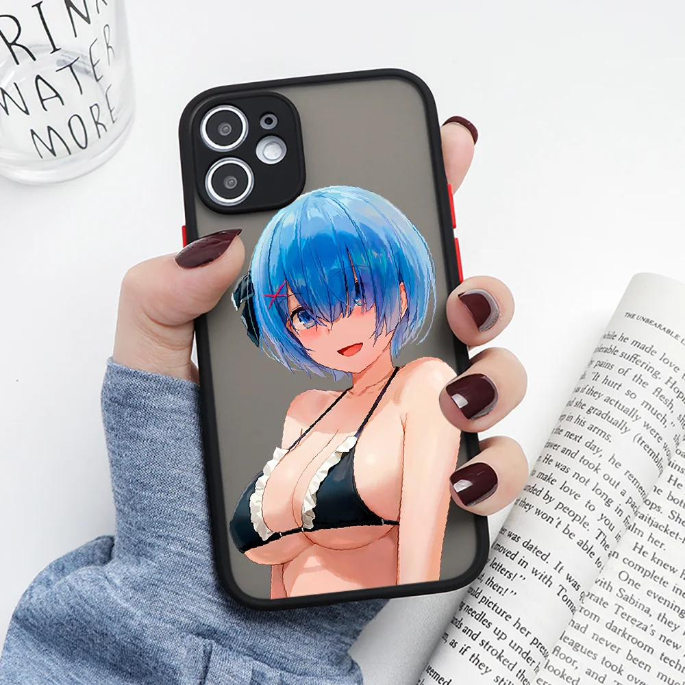 Чехол для телефона с рисунком аниме RE ZERO Ram Rem iphone SE 2020 6 6S 7 8 11 12 13 Mini Plus X XS XR Pro Max Matte