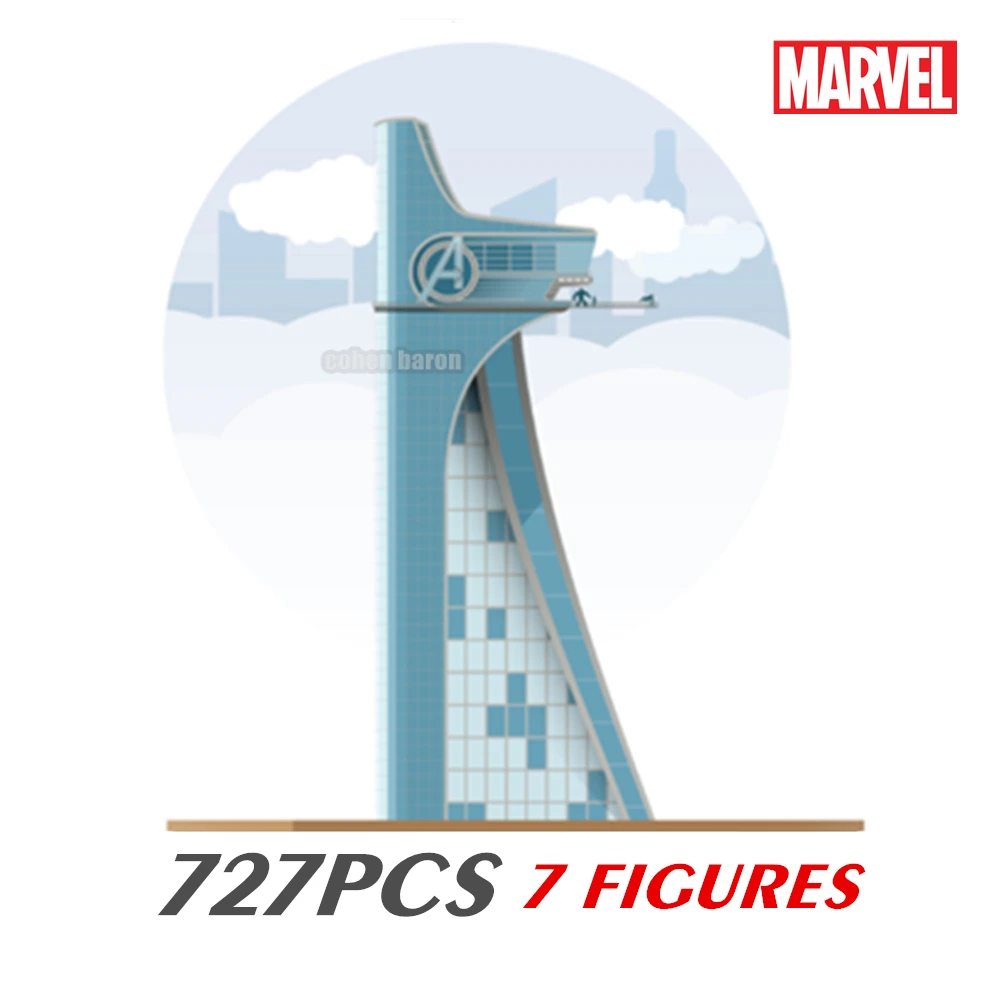 

Marvel Stark Avengers Tower Headquarter Quinjet Spiderman Iron Man Industry Thor Thanos Figures Building Block Brick Gift Toy
