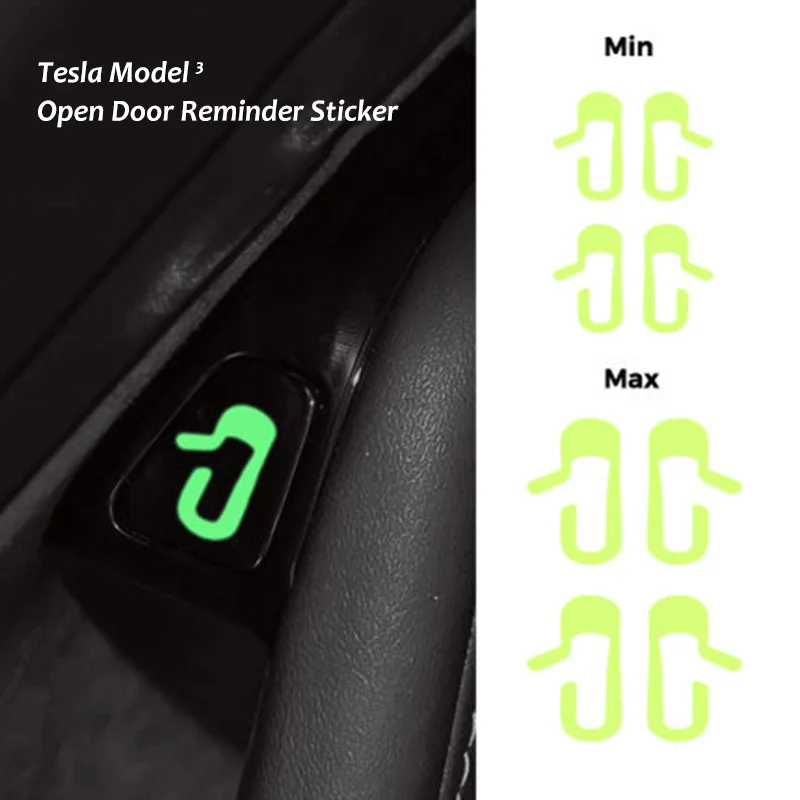

8 Pcs Luminous Car Door Open Exit Sticker Decal For Tesla Model 3 Practical Door Prompt Sticker Interior Decoration