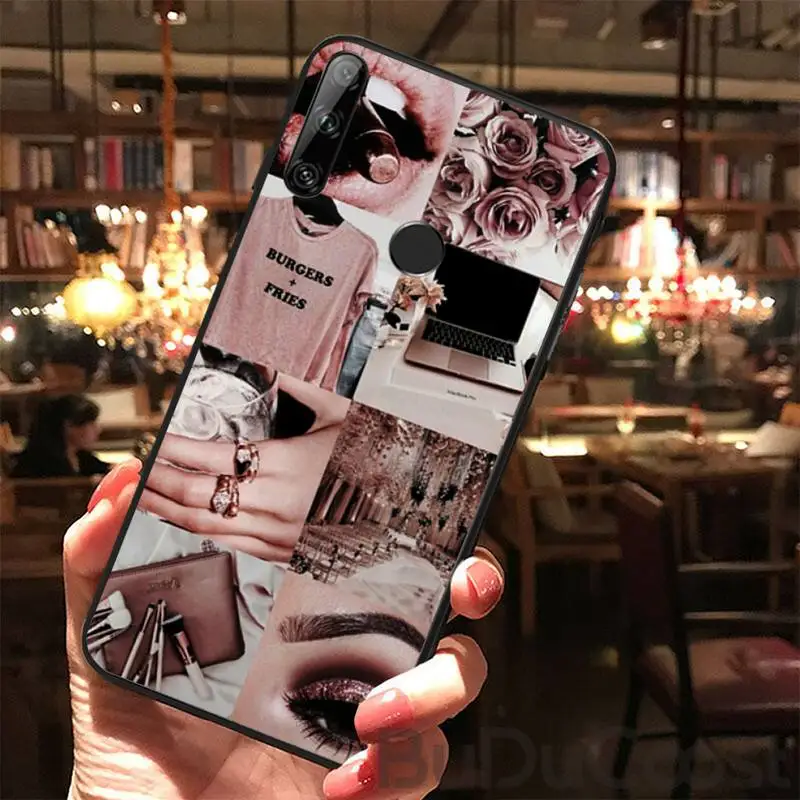 

Nobby Girl Boss Pink Women Cartoon Silicone Black Phone Case For Huawei Y5 II Y6 II Y5 Y6 Y7Prime Y9 2018 2019