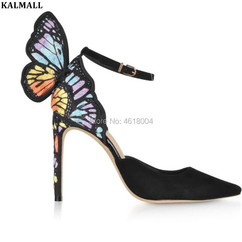 Женские босоножки на высоком каблуке KALMALL туфли с вышивкой и крыльями бабочки