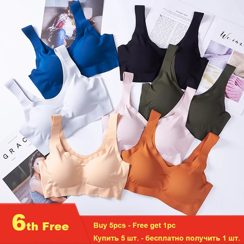 

Women Bras Push Up Gather Bralette Sexy Seamless Bra Wire Free Female Comfort Underwear Solid Color Vest Brassiere Removable Pad