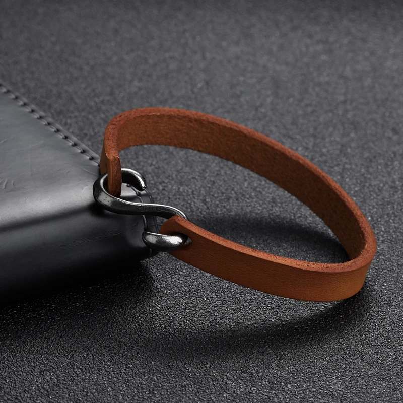 мужской браслет черный / коричневый кожаный крючок браслет|Цепочки и браслеты| |