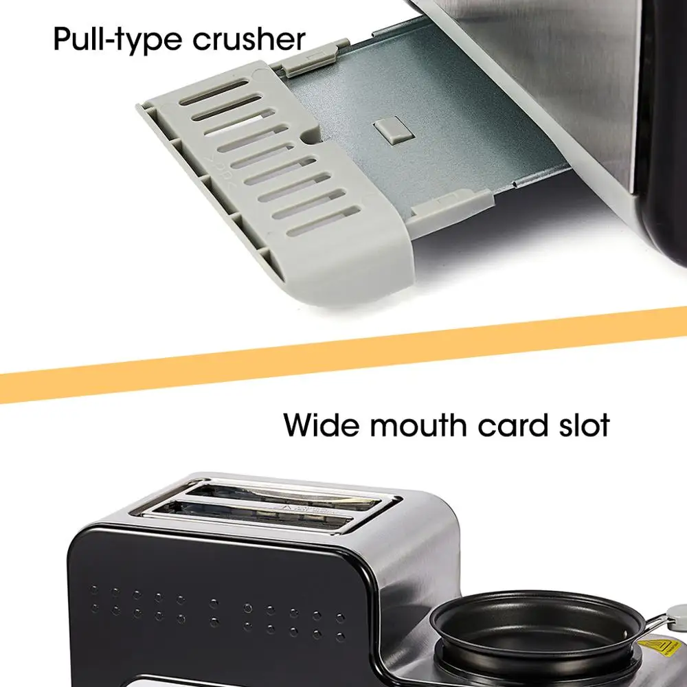 Тостер ROZI и сковорода в одном тостер 2 слота с 6 уровнями из нержавеющей стали