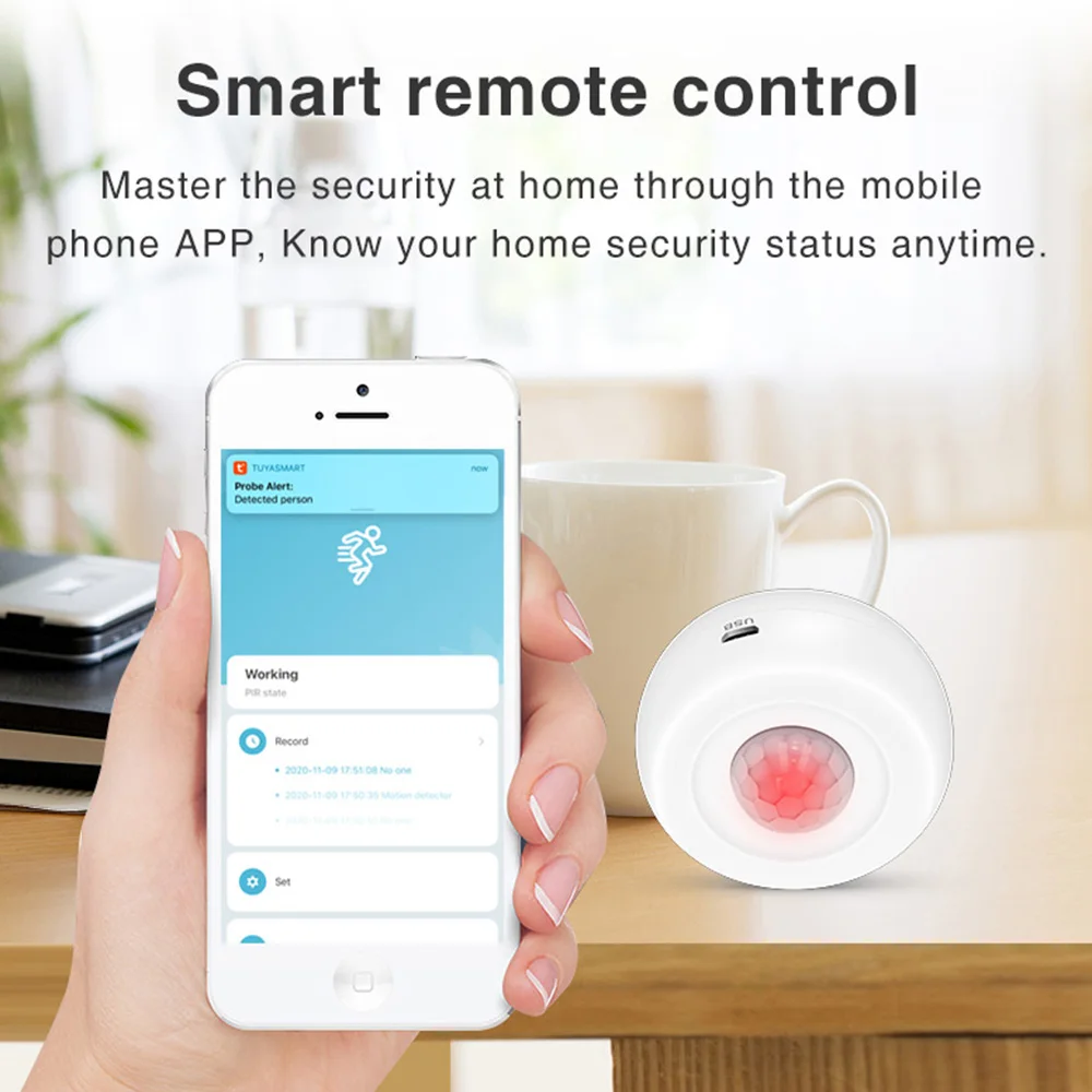 Датчик движения Tuya с пассивным инфракрасным датчиком и поддержкой Wi-Fi 360