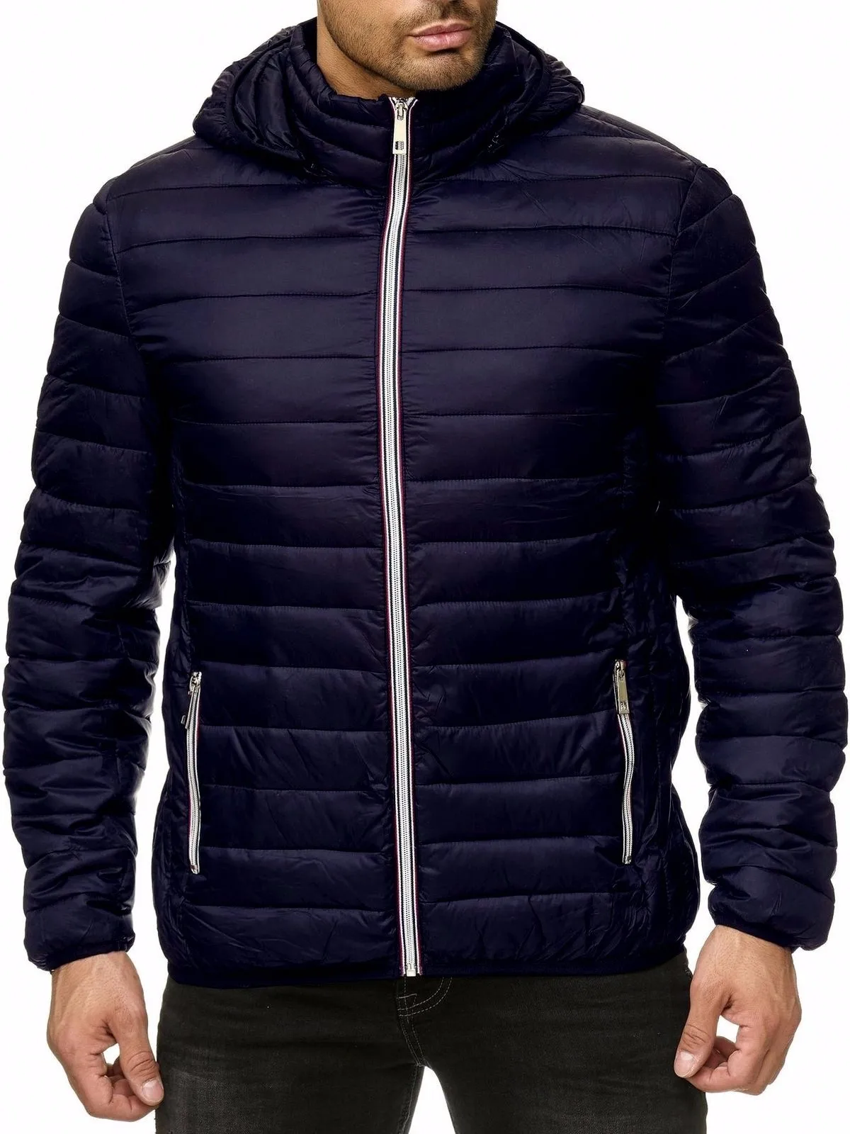 

2020 Winter New Male Parka Hoodies Zipper Long Sleeve Solid Stripe Thicken Warm Wind Proof Men Cotton Coat