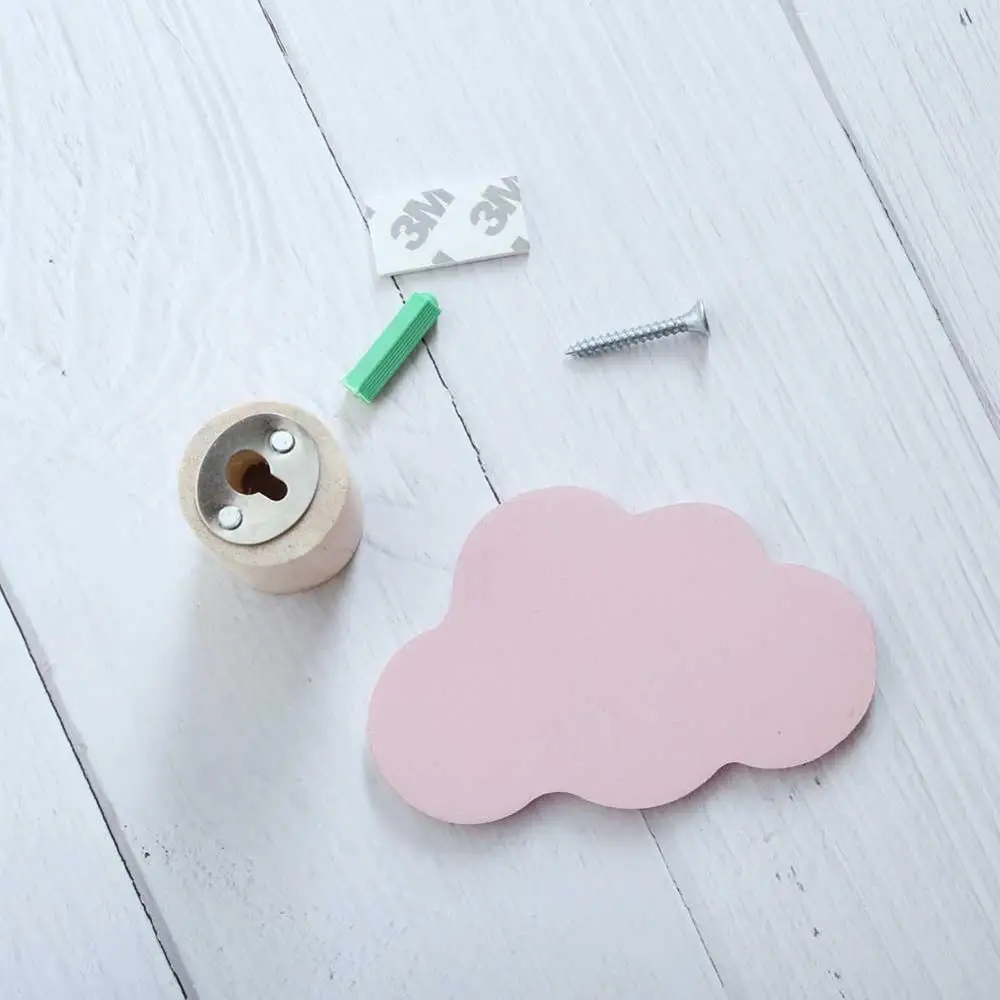 Pink Cloud 1 шт. популярный кролик/облако настенные навесные крючки DIY деревянная вешалка настенная наклейка для детской комнаты принадлежности дверной крючок, Товары для ванной - Цвет: Pink Cloud
