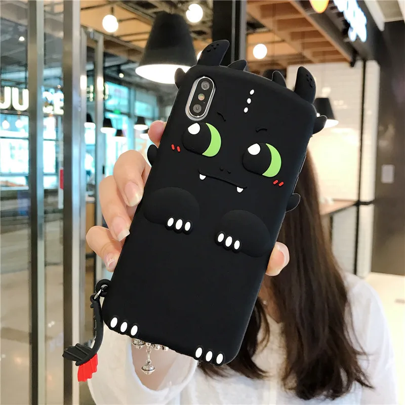2020 Cute Soft Silicone Phone Case 3D Cartoon Night Fury Light Train Dragon Cover For iPhone 11 Pro Max X XR XS 6S 7 8 Plus | Мобильные
