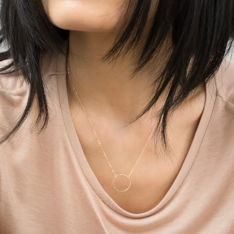 Fashion Classic Simple Stainless Steel Necklace Ladies Round Pendant Gold Clavicle Chain Jewelry Best Gift 2019 | Украшения и