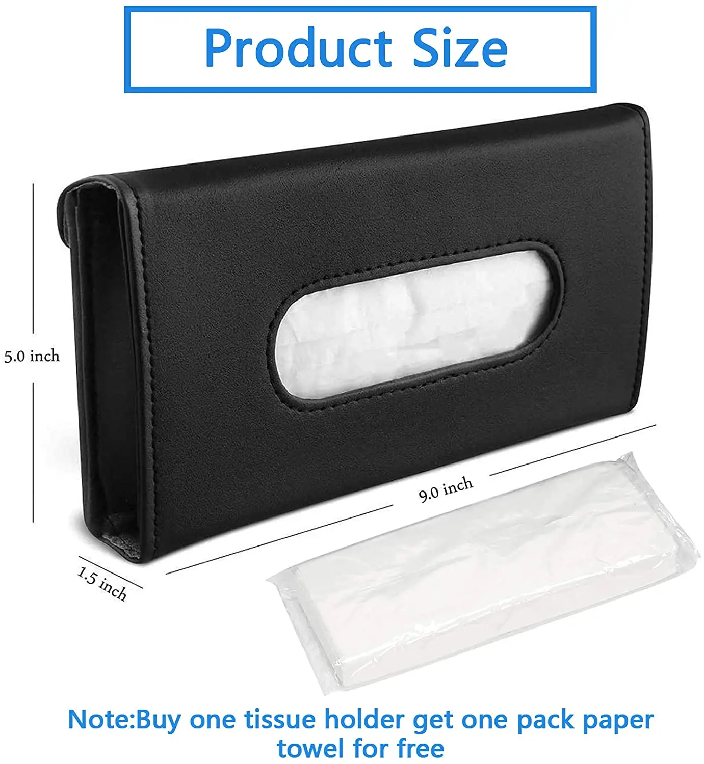 

Car Sun Visor Tissue Holder PU Leather Tissue Box Backseat Napkin Case Hanging Paper Towel Clip