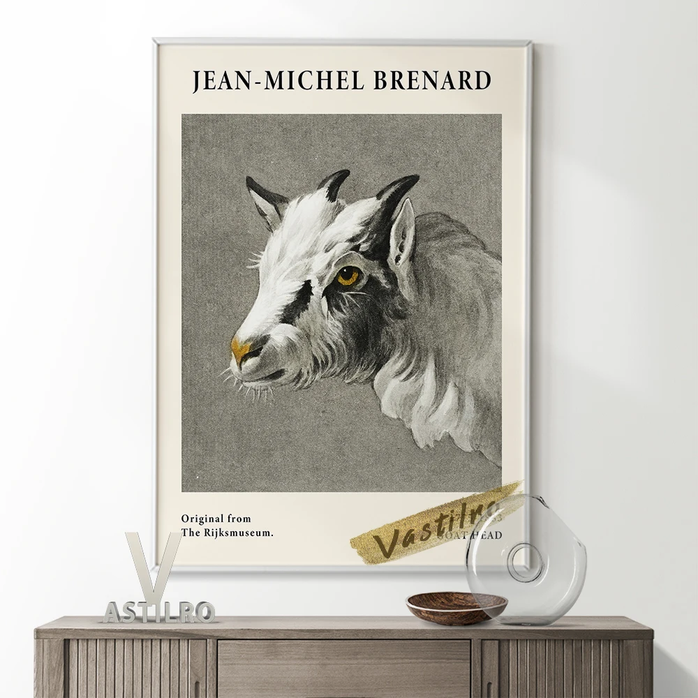 

Jean Michel Bernard Animal Painting Exhibition Museum Art Prints Poster Goat Head Canvas Wall Stickers Living Room Home Decor
