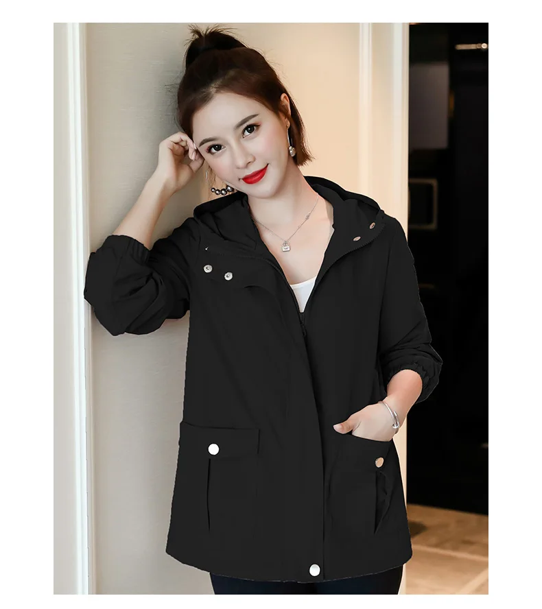 Ветровка с капюшоном повседневные женские пальто куртки длинным рукавом весна