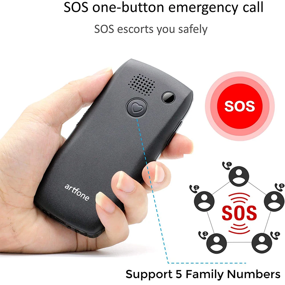 artfone c1 big button mobile phone for elderly unlocked senior mobile phone with sos emergency button1400mah battery free global shipping