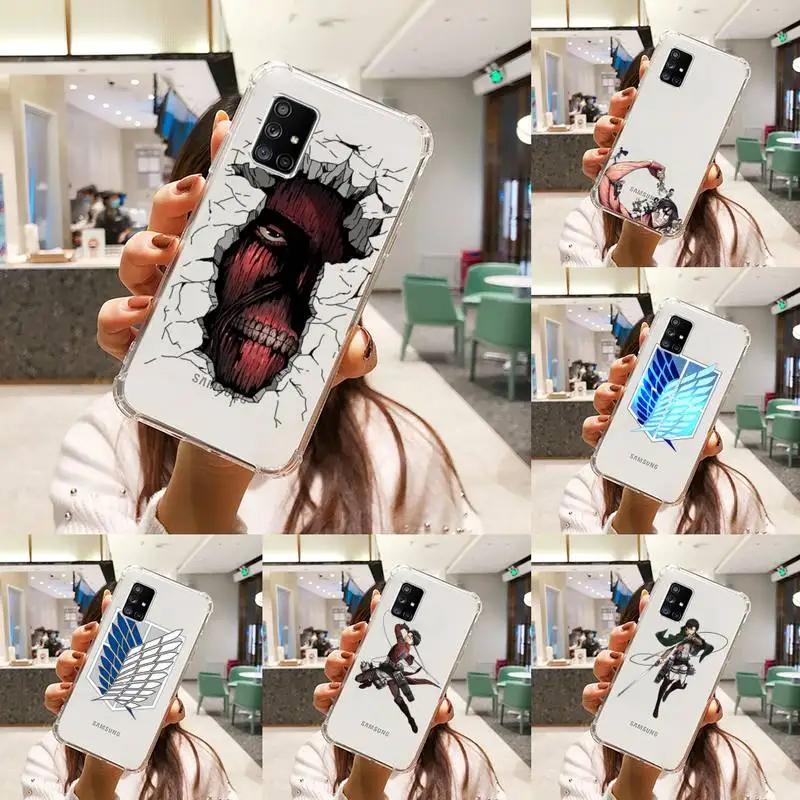 

Attack on titan Phone Case Transparent For Samsung S A M J 21 20 50 30 60 5 7 51 71 90 11 10 J710 e p PLUS Prime 5G