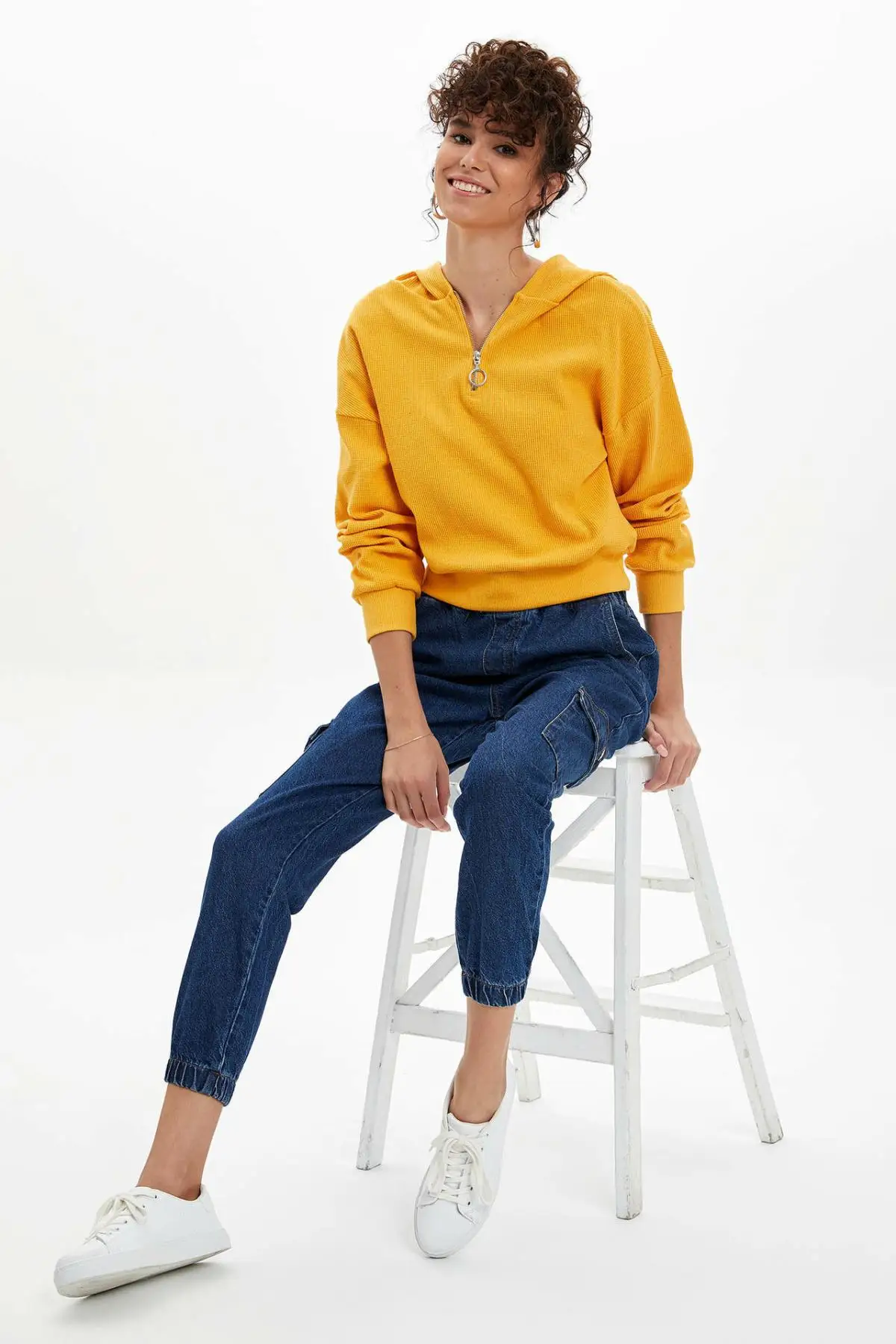 Дефакто новые модные женские синие джинсовые брюки повседневные шаровары