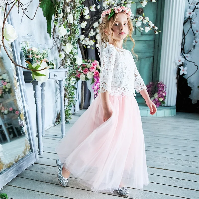 Детское летнее платье для девочек с цветами на свадьбу вечернее маленькой