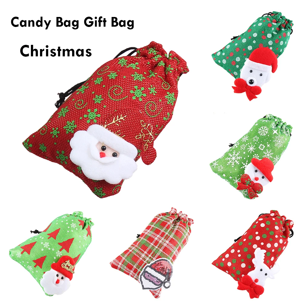 1 шт. Детский кошелек подарок на Рождество/конфеты мешок шнурок Санта Клаус
