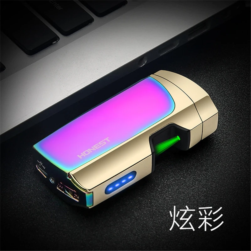 Colorful Быстрая Зеленая лазерная Зажигалка для сигарет, Электронная зажигалка, USB плазменная двойная дуговая Зажигалка для свечи, металлические турбо электрические зажигалки - Цвет: Colorful