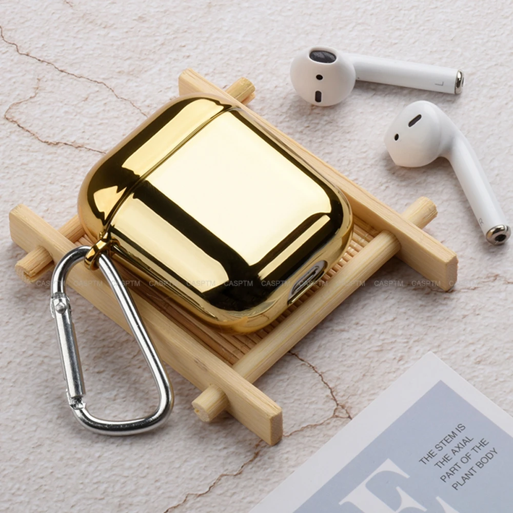 Чехол для наушников AirPods 1 2 жесткий с гальваническим покрытием | Электроника
