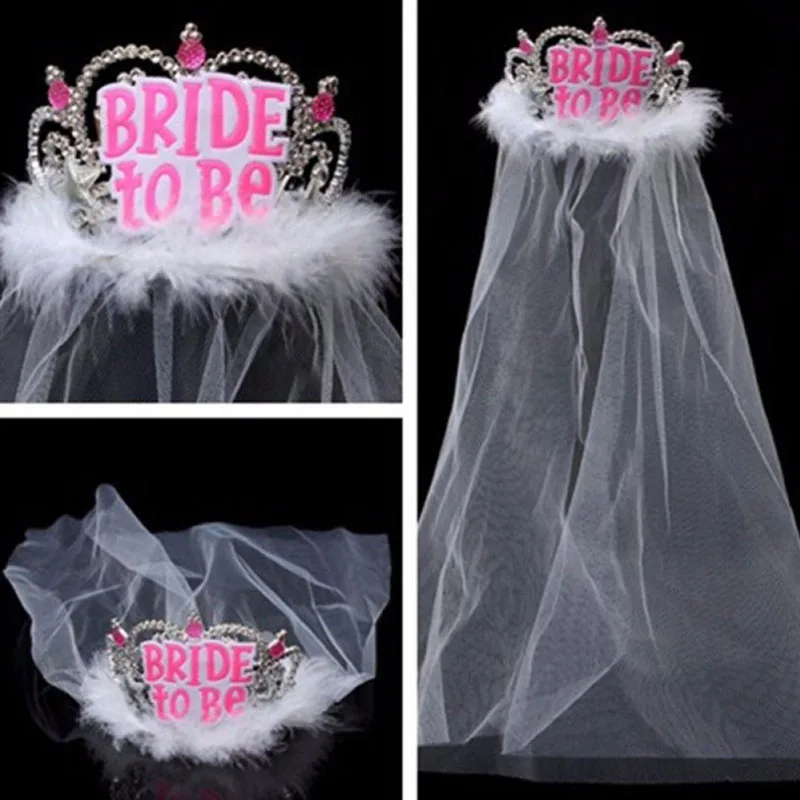 Белый с надписью &quotBride To Be&quot Фата невесты короны тиары вуаль девичник вечерние