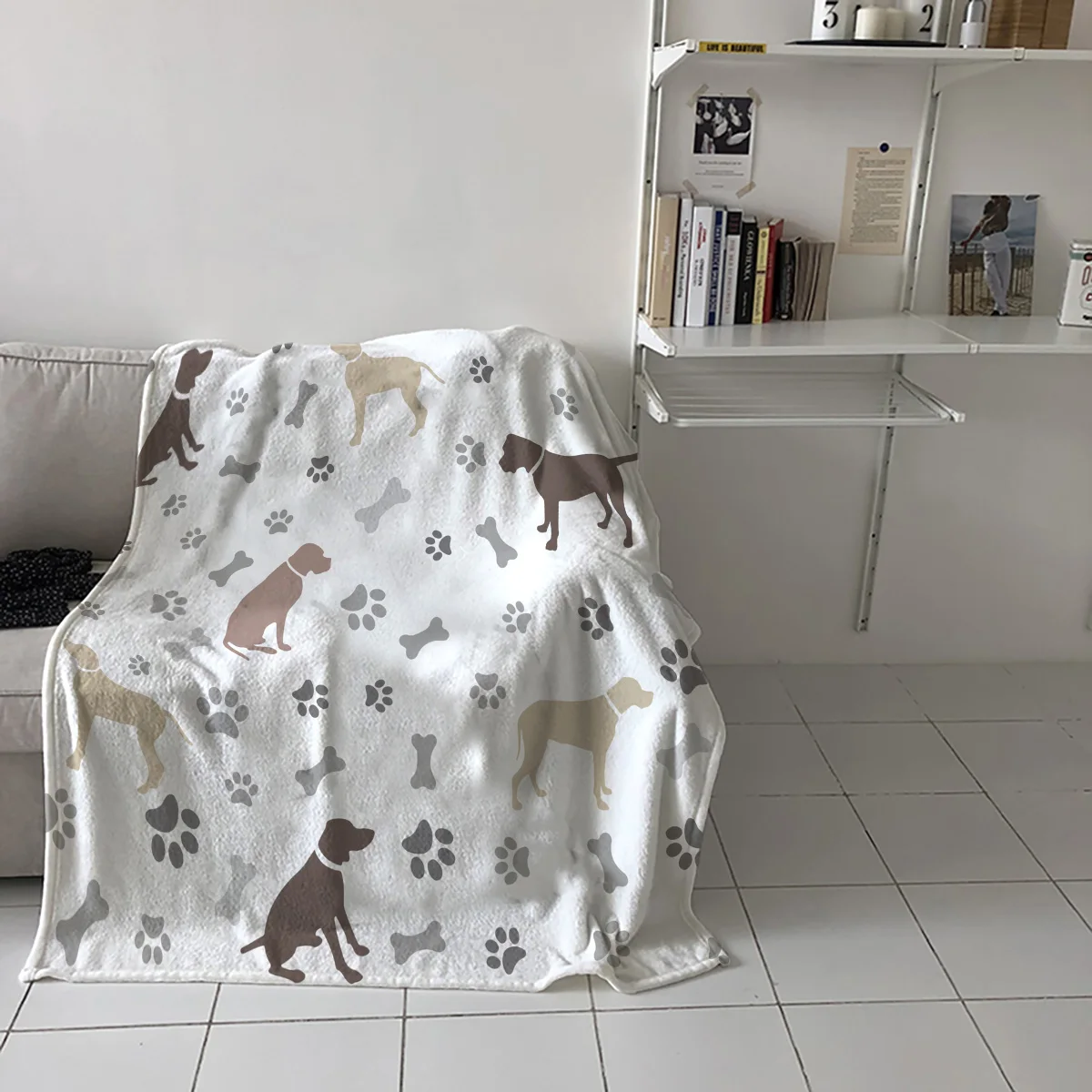 Собака собака лапа принт кость живопись искусство простой силуэт коралловый