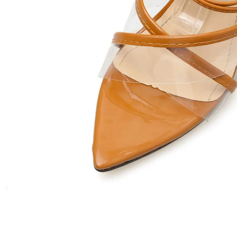 

women's sandals pointed straps transparent PVC thin
