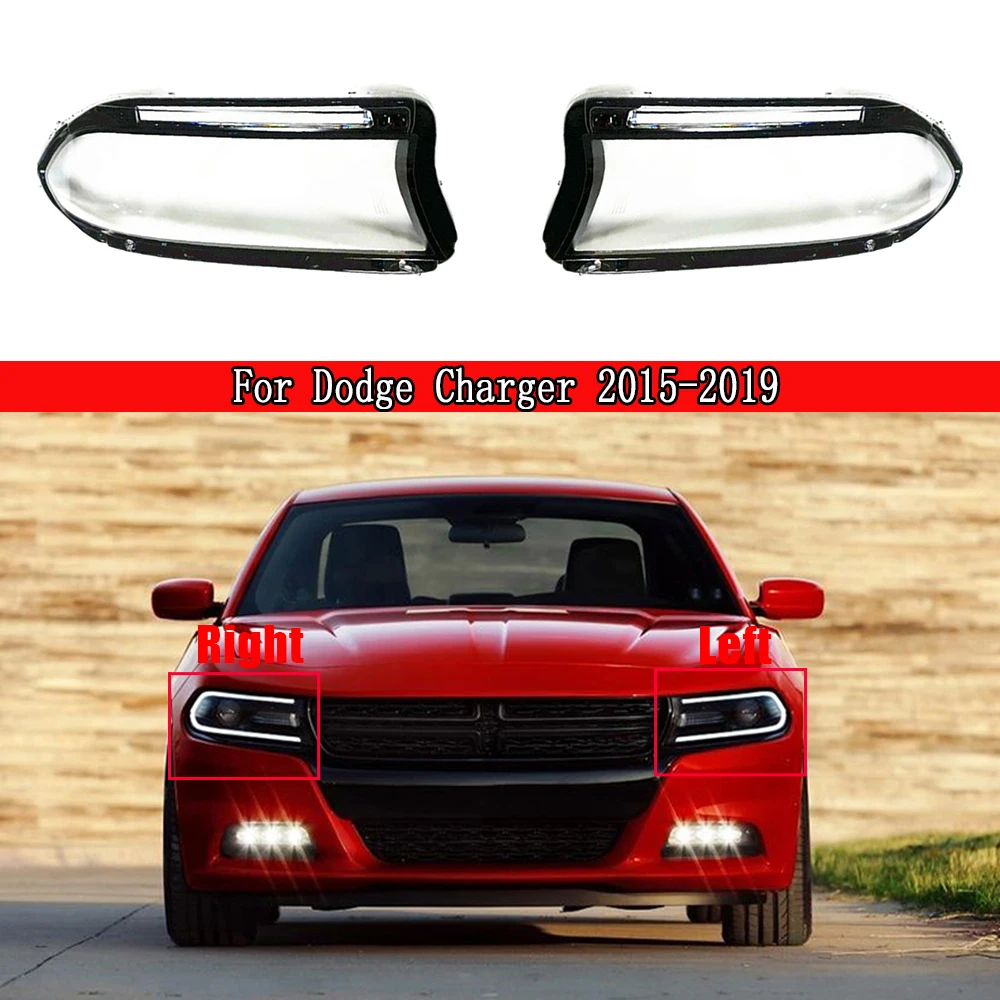 Car Headlight Cover Lens Glass Shell Front Headlamp Transparent Lampshade Auto Light Lamp For Dodge Charger 2015~2019