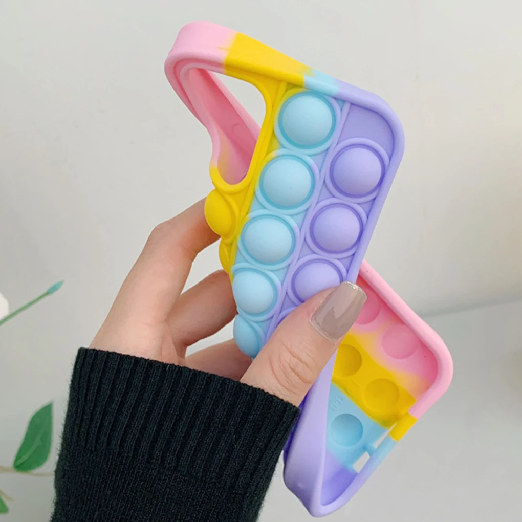 

Relive Stress Pop Fidget Toys Push It Bubble Silicone Phone Case For Iphone 6 6s 7 8 Plus X XR XS 11 12 Pro Max Soft Cover