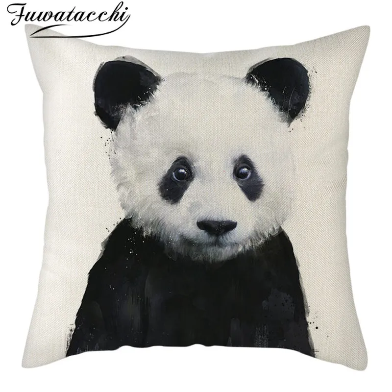 

Fuwatacchi Linen Dog Series Cushion Cover Home Decor Tiger Panda Raccoon Throw Pillows Covers Sofa Decorative Pillowcases