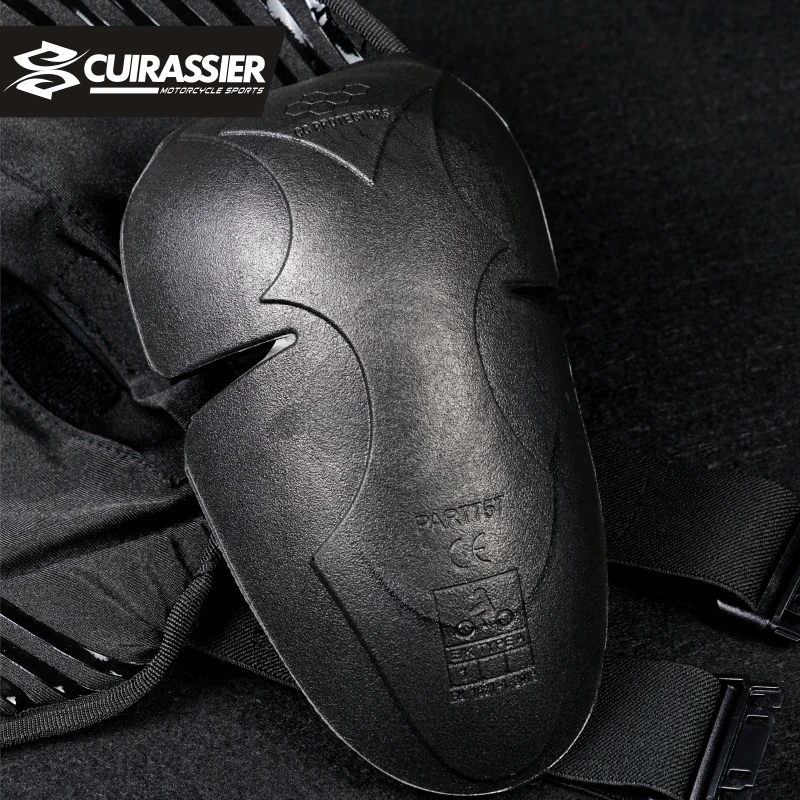 Наколенники Cuirassier мотоциклетные защита колена черные отражающие от падения