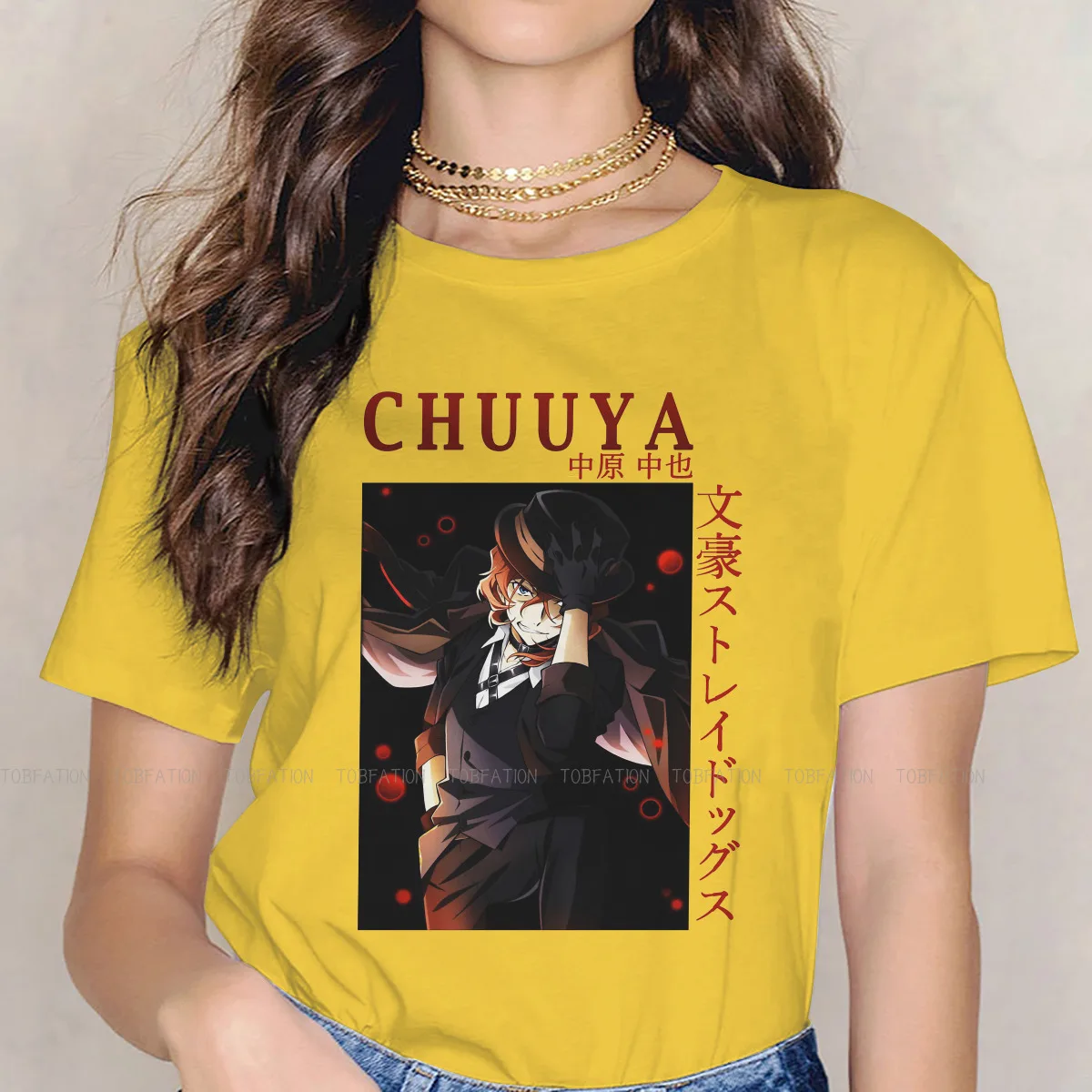 

Chuuya Nakahara Essential Hipster TShirts Bungo Stray Dogs Female 4XL 5XL Style Pure Cotton Tops T Shirt O Neck Oversized