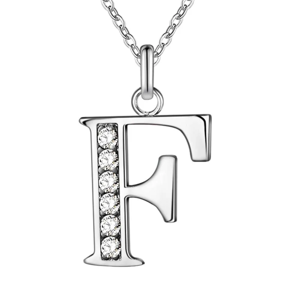 

Free shipping fashion letter necklace standard sterling silver pendant necklace women's long necklace zircon jewelry wholesale