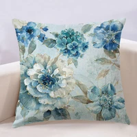 4545cm blue painting bird flower cushion cover square pillowcase pillow case decor sofa throw pillows cover