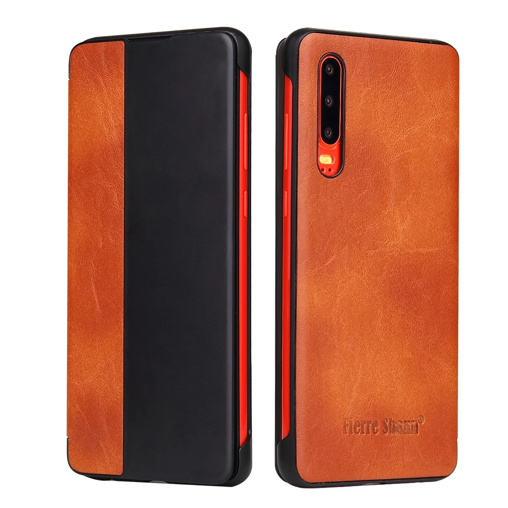 

PU Leather Side Window Business Smart Flip Case for Huawei Mate 40 Mate 30 10 P20 P30 P40 Pro Auto Sleep Touch View Phone Cover