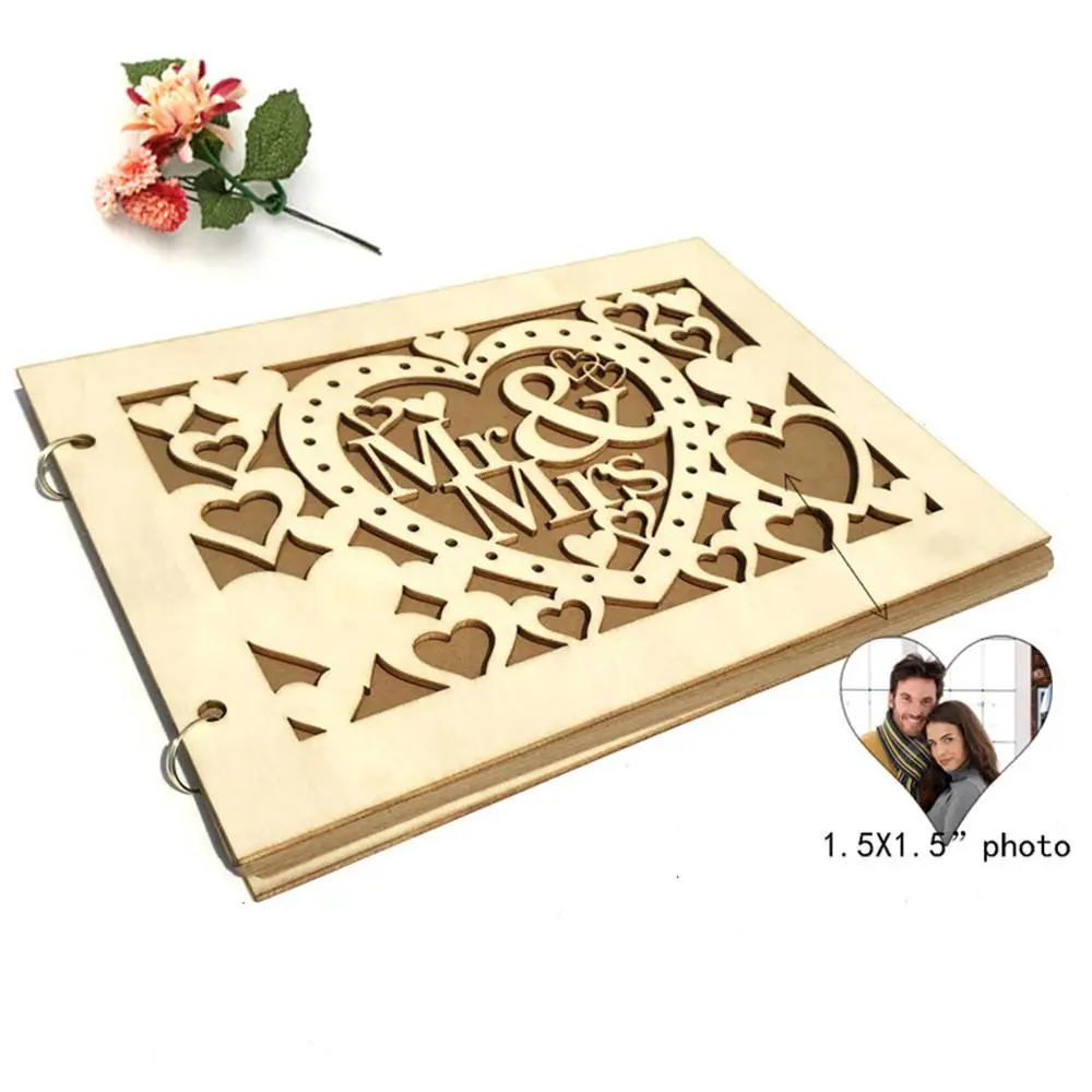 9 Mr& Mrs DIY Свадебный Гость книга персонализированные деревенский деревянный Гостевая книга фото записная книжка альбом юбилей подарок 449E - Цвет: 9