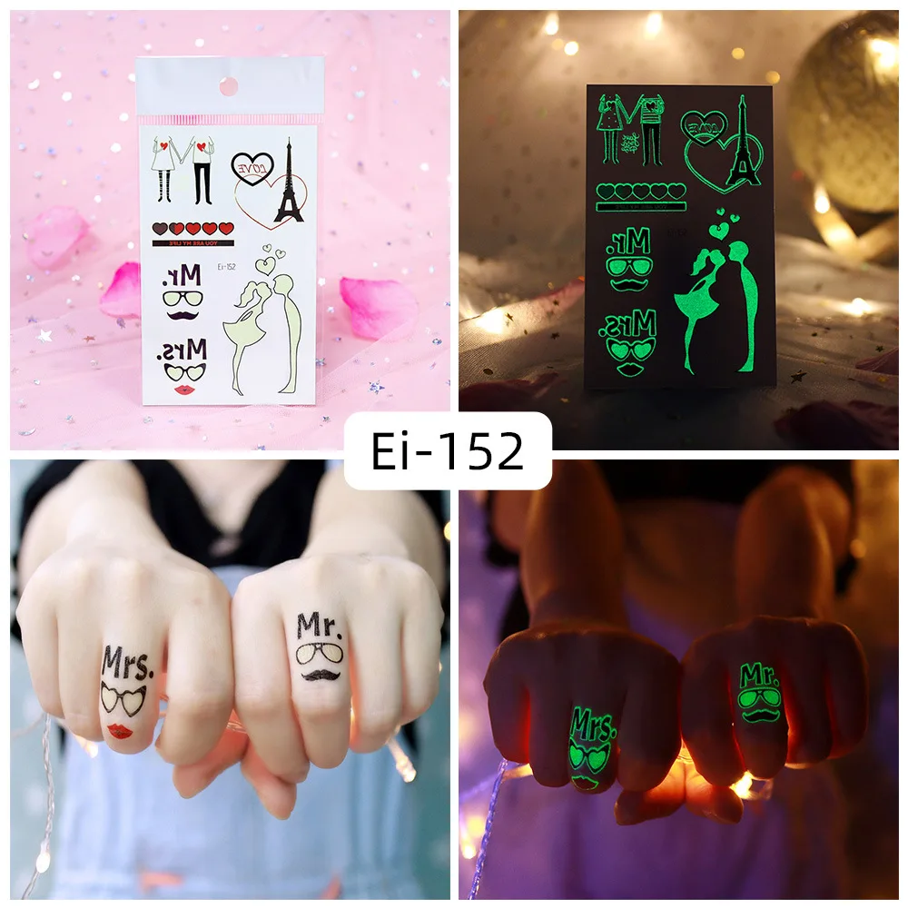 

Tattoo Stickers Luminous Kids Girl Temporary Fake Tattoos Glow Paste on Face Arm Leg for Body Art Couples Love Balloon Sticker