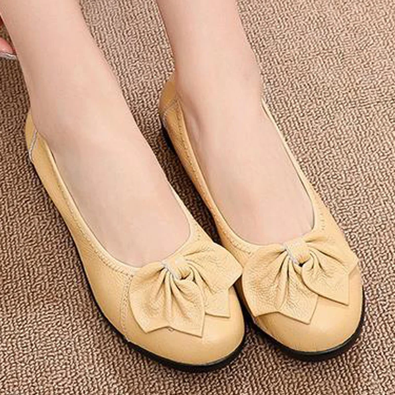 

Лоферы женские из натуральной кожи, мягкие туфли без застежек, Цветочный узел, плоская подошва, с бабочкой