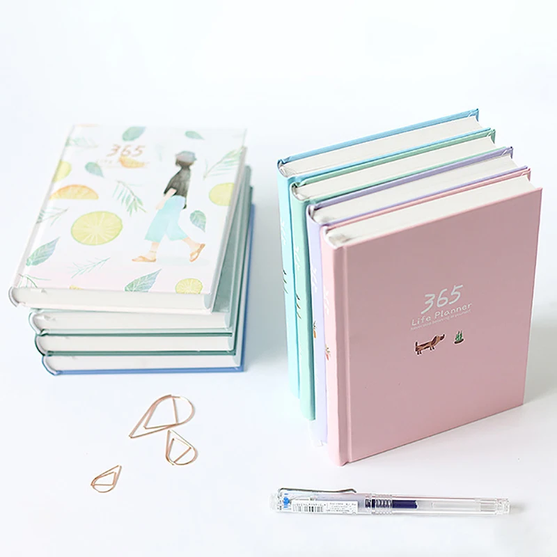 

365 Days Cute List Diary NoteBook Planner Colorful Inner Page Notepad Daily Plan Agenda Notebook Yearly School Office Stationry