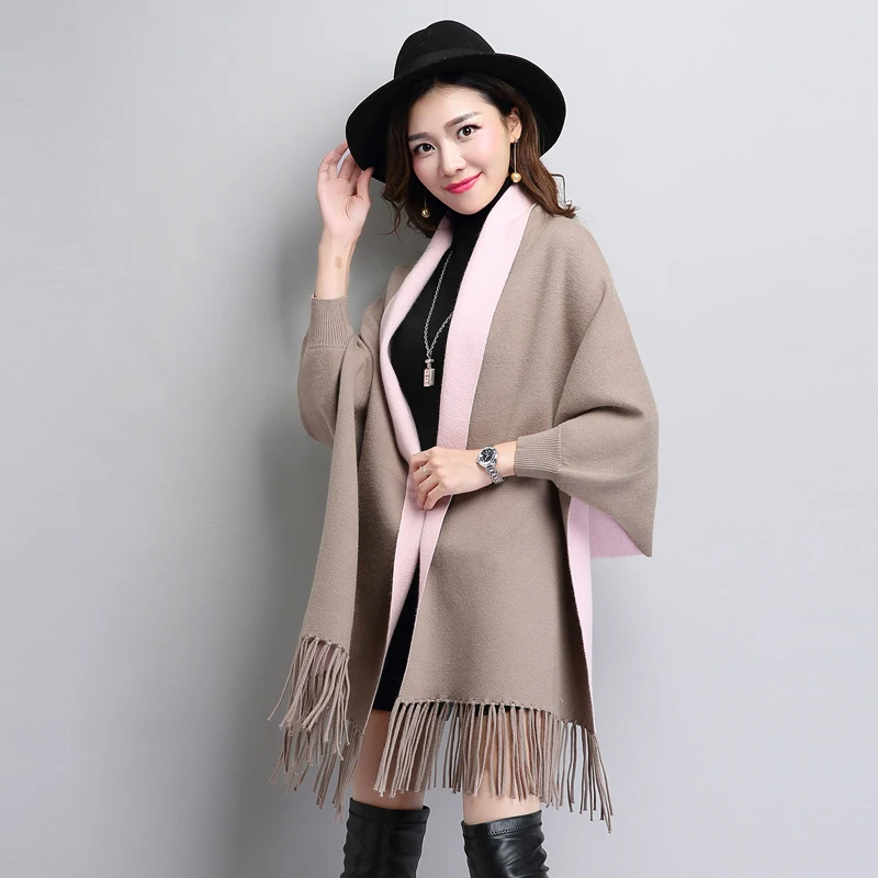 Женский винтажный кардиган с рукавами летучая мышь элегантный бахромой