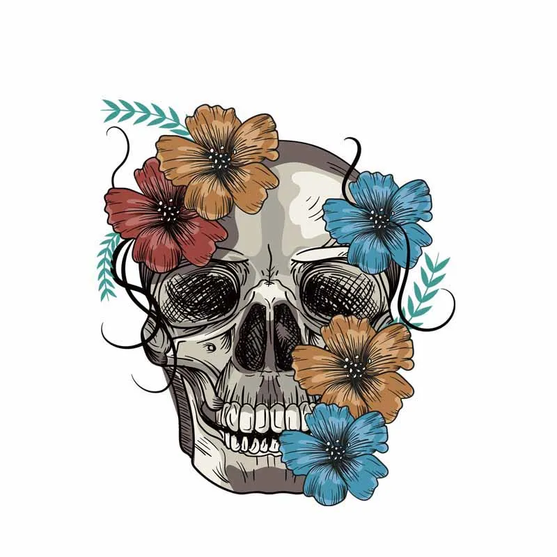 Смешные ПВХ креативный цветок череп мотоцикл Веселая наклейка на авто стиль