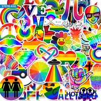 50pcs colorful rainbow stickers for diy mobile phone laptop luggage suitcase skateboard fixed gear decal stickers